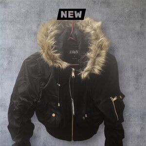 BRAND NEW! Women's Cropped Faux Fur Hooded Jacket